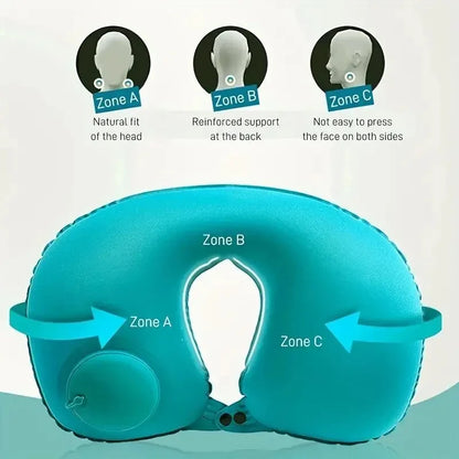 Inflatable Travel Neck Pillow U-shaped Cervical Orthopedic Protection Pillow Outdoor Portable Foldable Pillow Travel Essentials