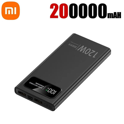 New 120W Super Fast Charging Power Bank With LED Digital Display 200000mAh Large Capacity External Battery Portable For phones