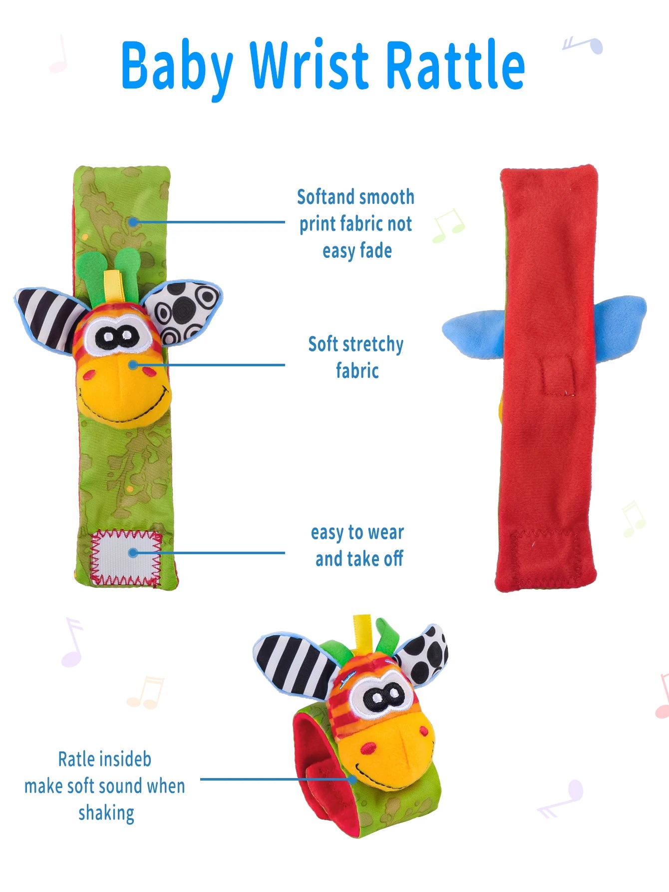 1PairBaby Toys 0-6-12 Months Cute Stuffed Animals Baby Rattle Socks Wrist Baby Rattles Newborn Toys Make Sounds Games For Babies