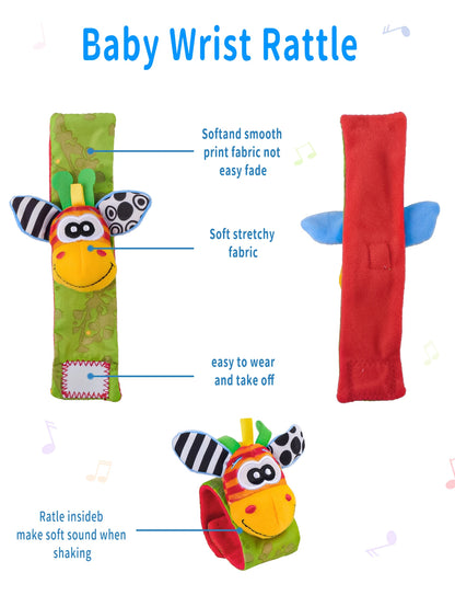 1PairBaby Toys 0-6-12 Months Cute Stuffed Animals Baby Rattle Socks Wrist Baby Rattles Newborn Toys Make Sounds Games For Babies