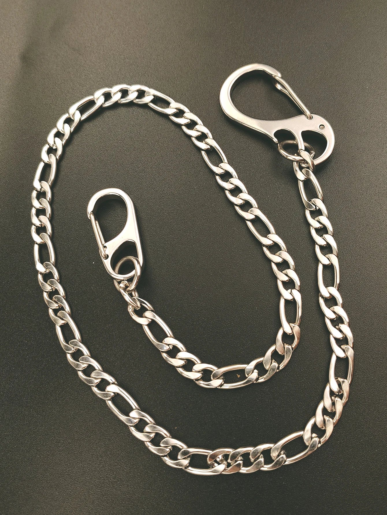 21 inch long Figaro 3:1 chain necklace choker jean trouses chain street dance decor stainless steel carabiners