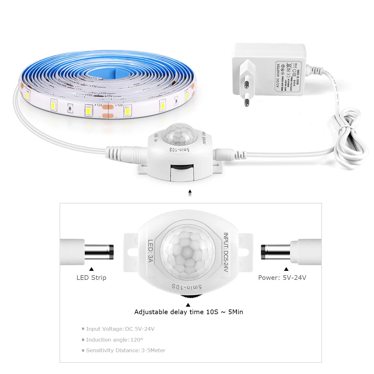 Smart Motion Sensor Under Cabinet Lights Induction ON OFF LED Strip For Kitchen Bed Staircase Wardrobe Emergency Night Lamp