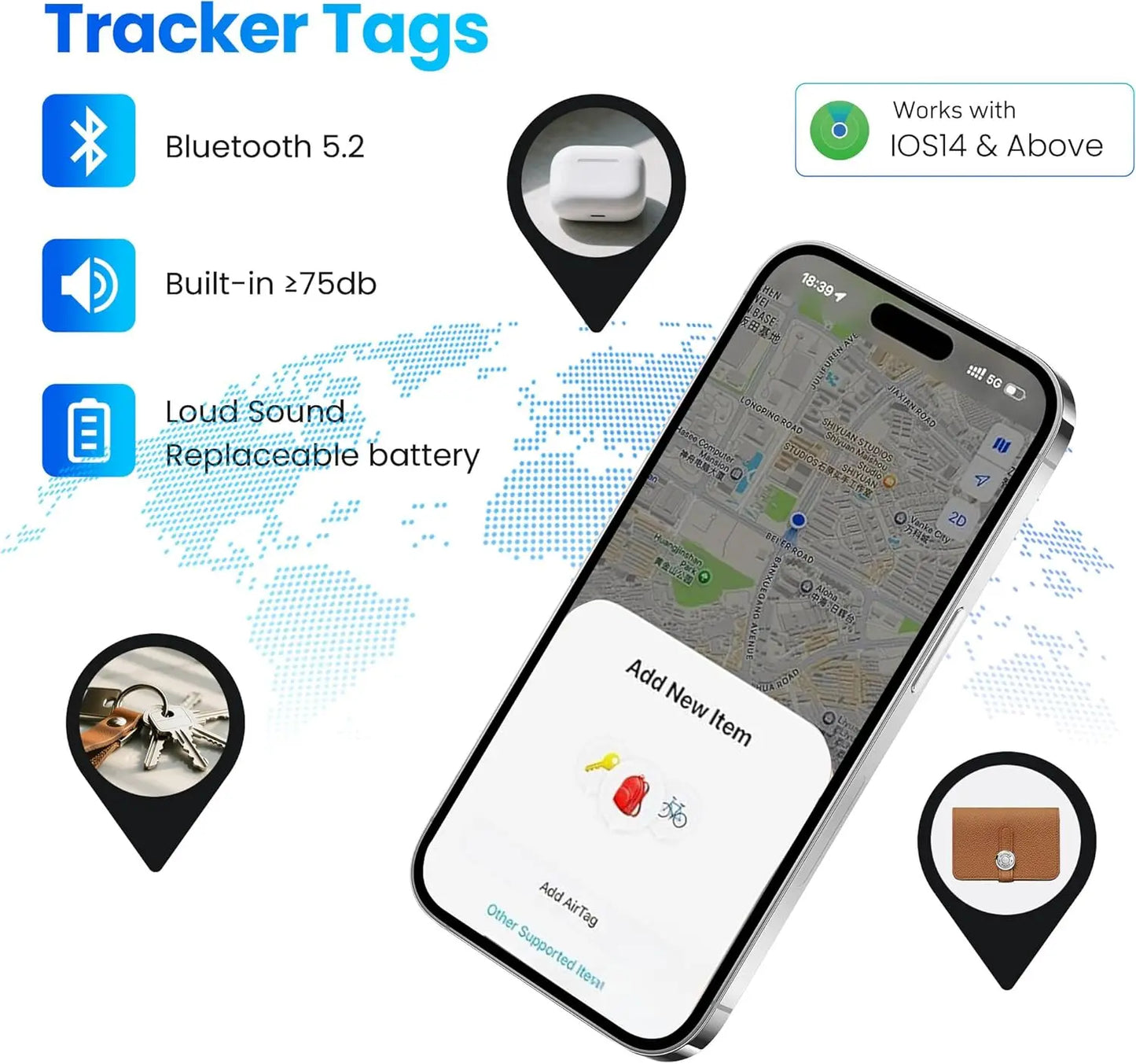 Real-Time Tracking AirTag Smart Alert Bluetooth Tracker PetTracker Anti-Lost Device Compatible Kids Safety Smart Gadget
