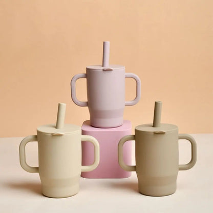 Portable Food Grade Silicone Baby Sippy Cups 180ml Heat-resistant Feeding Cup BPA Free Drop-proof Baby Straw Cup Snack