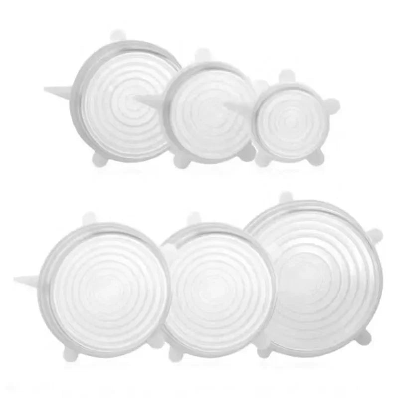 Silicone Stretch Lids Reusable Airtight Fruit Food Wrap Covers 6 Pcs Keeping Fresh Seal Bowl Stretchy Wrap Preservation Cover