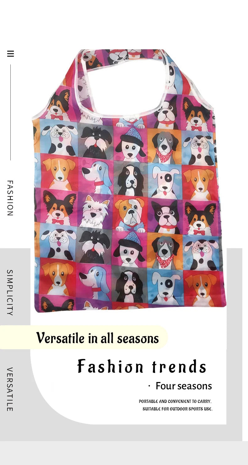 Reusable Shopping Bag Nylon Foldable Grocery Bag Creative Eco-Friendly Tote Bag Lightweight and Durable