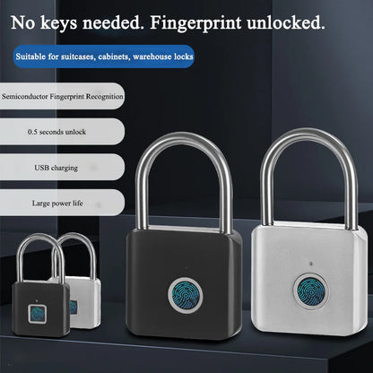 Intelligent Electronic Padlock Outdoor Waterproof Padlock Smart Fingerprint Padlock Door Anti-Theft Password Lock Cabinet