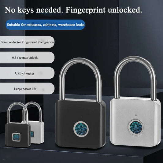 Intelligent Electronic Padlock Outdoor Waterproof Padlock Smart Fingerprint Padlock Door Anti-Theft Password Lock Cabinet