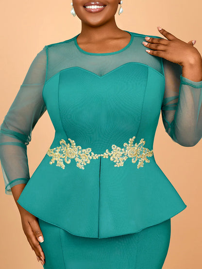 Maxi Dresses To Wear To A Wedding Green Applique Mermaid