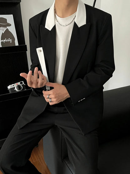 New Designer Men Suit Costume Loose Fit 2-Piece Set Oversized Business Matching Set (Blazer+Pants) Casual Outfits Suit Fashion