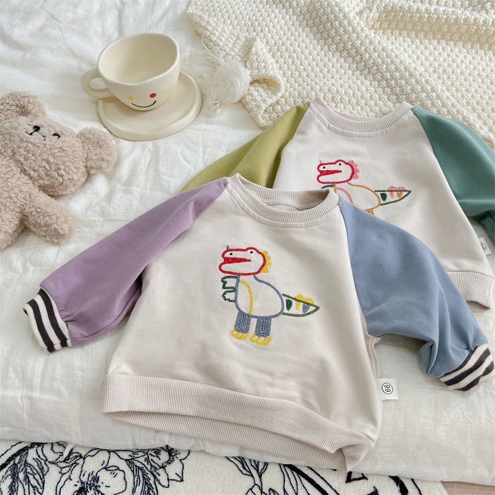 Baby Clothing Embroidery Girls Sweatshirts Pathchwork Boys Hoodie