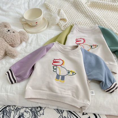 Baby Clothing Embroidery Girls Sweatshirts Pathchwork Boys Hoodie