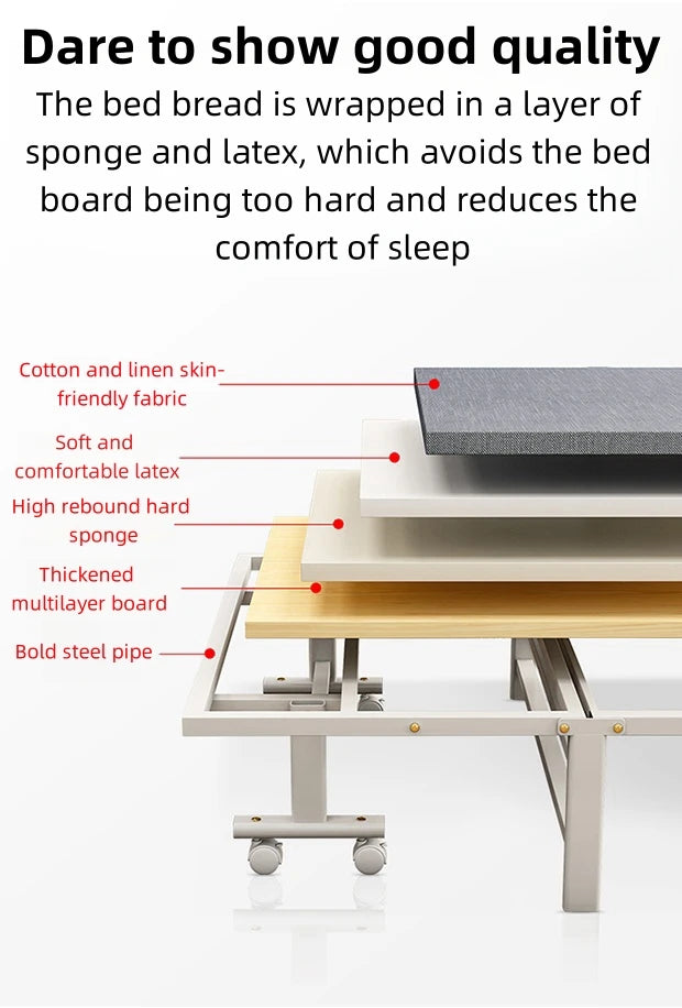 Luxurious White Bottom Frame Foldableing Bed New Thickeneded and Widened Lunch Break Foldableing Bed 60% off Bed