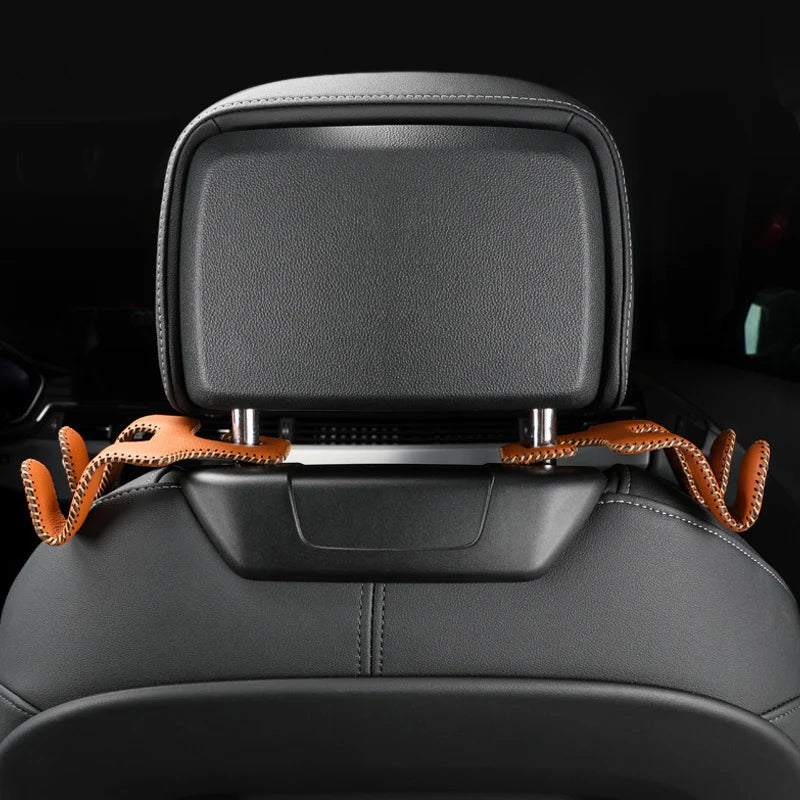 Universal Leather And Metal Car Seat Back Hooks Vehicle Multifunctional High load-bearing storage hook Auto Interior Accessories