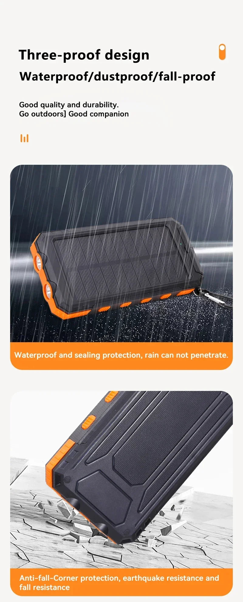 200000mAh Solar Power Bank  Fast Charging Portable Large Capacity Charger Compatible For IOS Android USB-A and USB-C