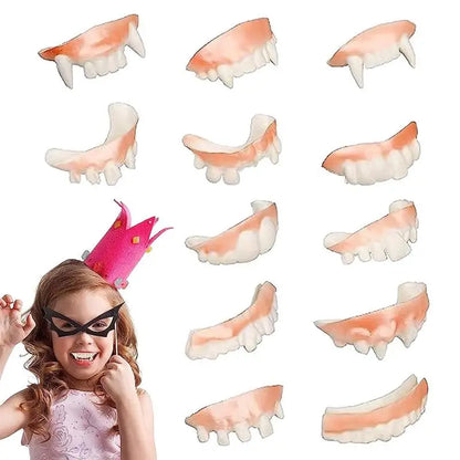 12pcs/set Vampire Teeth Fangs HalloweenCosplay Horror Fake Fangs Vampire Dentures Teeth Vampire Fangs Teeth Caps Vampire Teeth