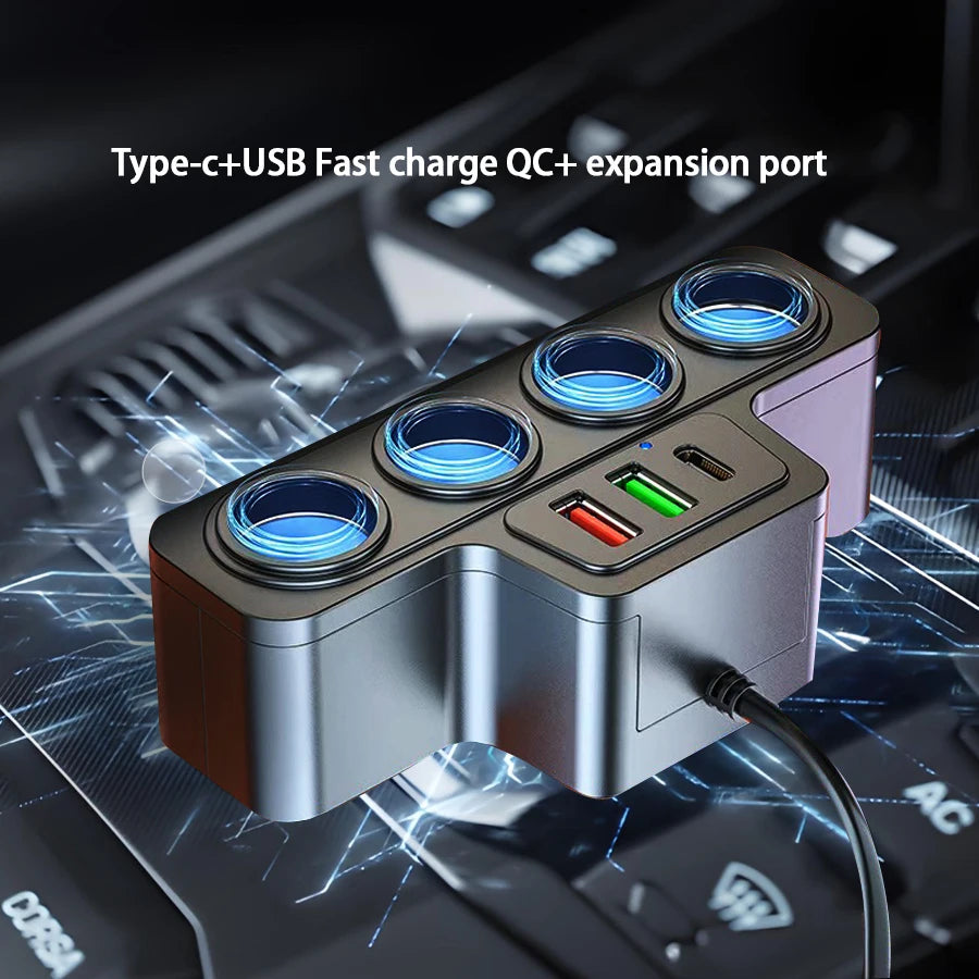 120W Multi-Function Charger USB/Type C Fast Charging Can Charge Multiple Devices At The Same Time, One Tow And Four Car Chargers