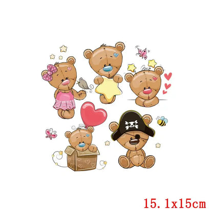 Rainbown Unicorn Heat Thermal Transfer For Clothes Cute Cartoon Iron-On Transfers Sticker On Babys Clothes DIY Aniaml Applique