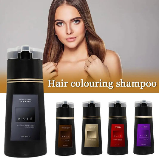 200ML Hair Coloring Shampoo Dye Shampoo For Covering Gray White Shampoo Black Brown Purple Hair Colouring Shampoo Hair Care