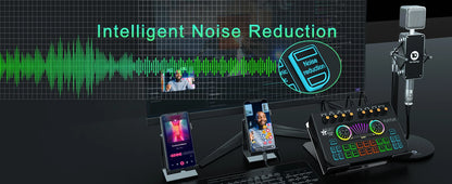 Gaming Audio Mixer,Streaming Mixer with Audio Interface BT Sound Board Voice Changer Sound Card,for PC Phone Live Streaming