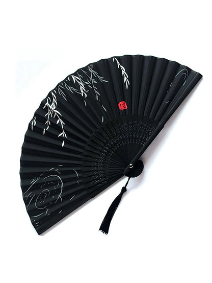 1pcs - Chinese style black vintage hand fan folding fan Chinese dance party folding fan