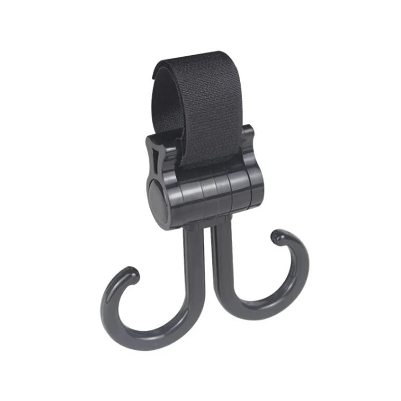 Double Hook Baby Stroller Hanger 360-degree Rotation Adjustment Cart Hook and Loop Fastener Stroller Accessories