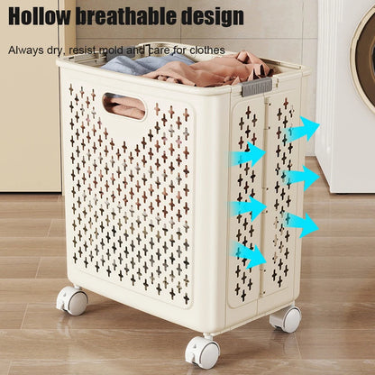 Foldable Laundry Baskets With Wheels Dirty Clothes Basket Large Capacity Cart Bathroom Multifunctional Storage Basket
