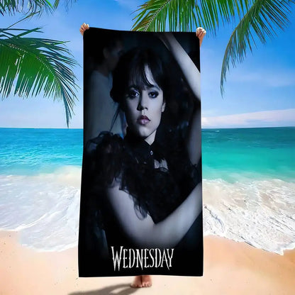 W-WednesdayS Addams Movie Cartoon Beach Towel Cute Kawaii Room Decor Bath Girls Children Hand Towels For Bathroom Shower