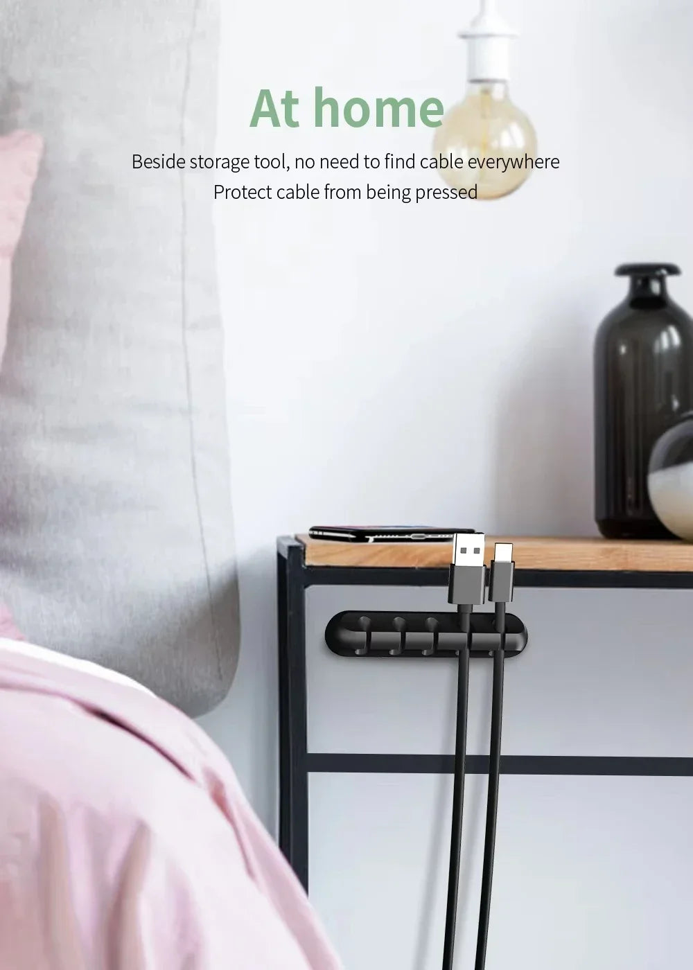 Adhesive Cable Holder Clips Cord Management Wire Organizer for Desktop USB Charging Cable Nightstand Power Cord Mouse Cable