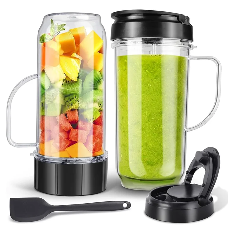 ABKJ-Blender Cups And Blade Replacement Parts 6Pcs, 22Oz Cup With Flip Top To-Go Lids & Blade For Magic Bullet Blender Juicer