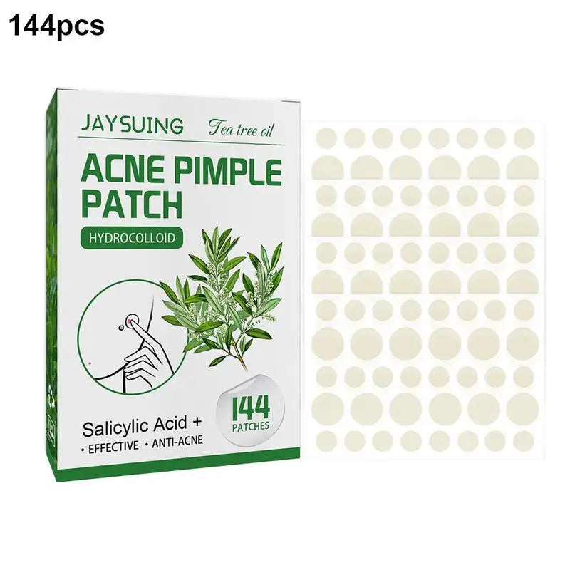 144pcs Acne Pimple Patches Translucent Matte Hydrocolloid Salicylic Acid Tea Tree Oil For Inflamed Acne Improve Whiteheads