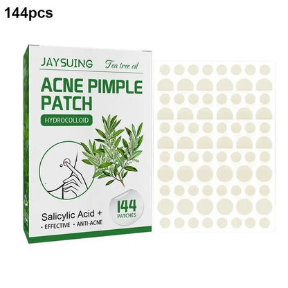 144pcs Acne Pimple Patches Translucent Matte Hydrocolloid Salicylic Acid Tea Tree Oil For Inflamed Acne Improve Whiteheads