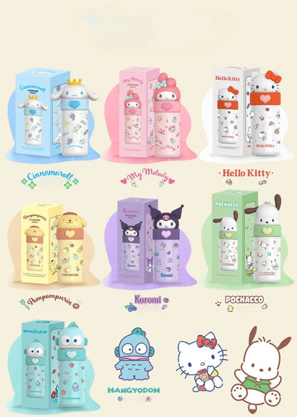 Sanrio Hello Kitty 350ml Stainless Steel Thermos Kawaii Kuromi Cinnamoroll Melody Kids Vacuum Flask Water Bottle Tumbler