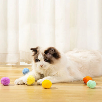 Interactive Wool Felt Ball Toys for Cats Kittens Funny Adorable Colorful Toy Soft Felted Fabric Balls Unique for Cat Dog Playing