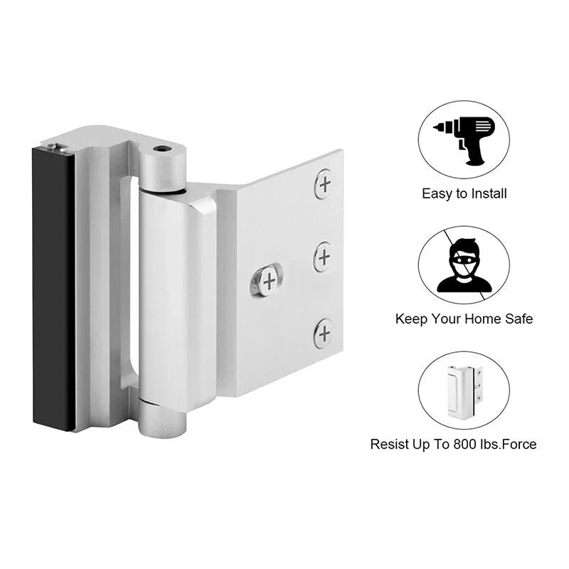 Door Reinforcement Lock Home Security Door Lock with 3" Stop Withstand 800 lbs For Inward Swinging Safety Door Lock