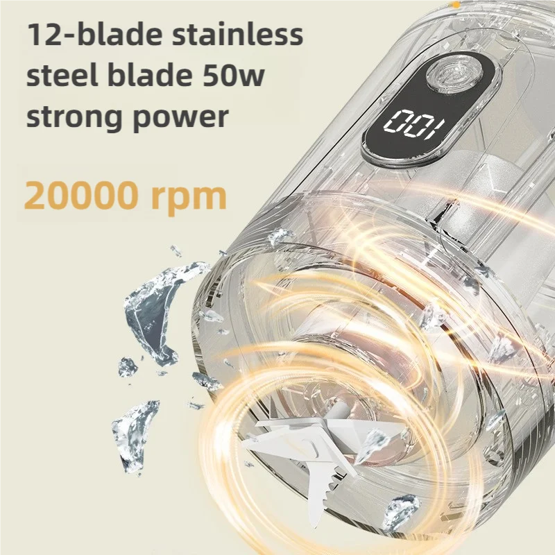 New Portable Juice Blender 600ml 12 Blades Fast Blending USB Rechargeable For Outdoor Milkshake Smoothie Electric Blender