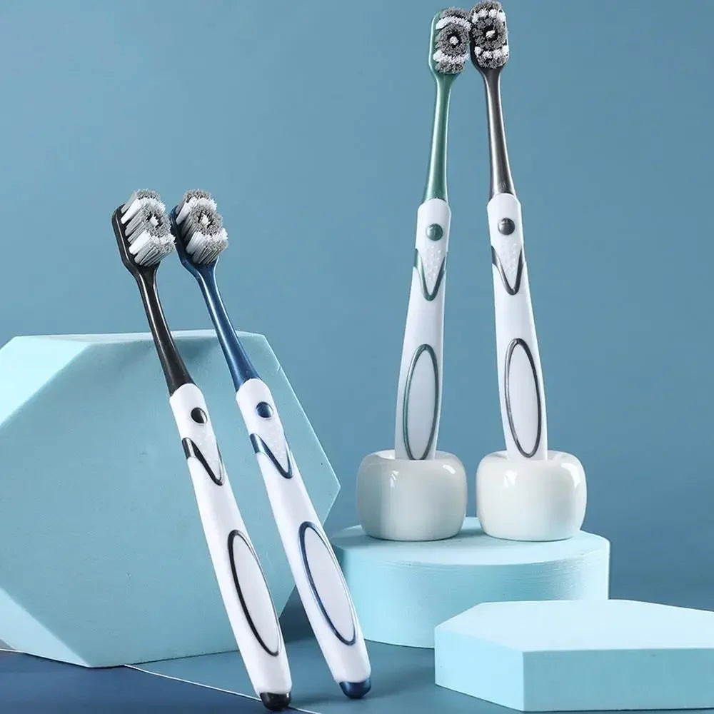 6pcs/pack Hard Bristled Toothbrush Kit Whitening Teeth Toothbrush For Adults Deep Cleaning Oral Care Supplies Family Use