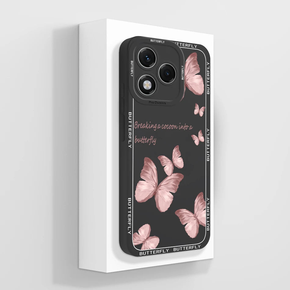 For Honor 400 Lite Case Simple Butterfly Soft Liquid Silicone Full Protection Back Cover For Honor 400Lite 5G Phone Protectors