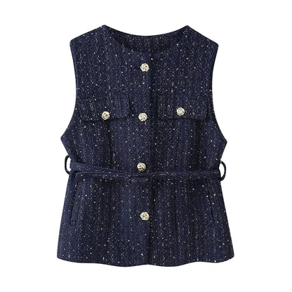 2025 New Women's Clothing European and American Style Fashion Design Sense Small Fragrant Style Decoration Texture Vest