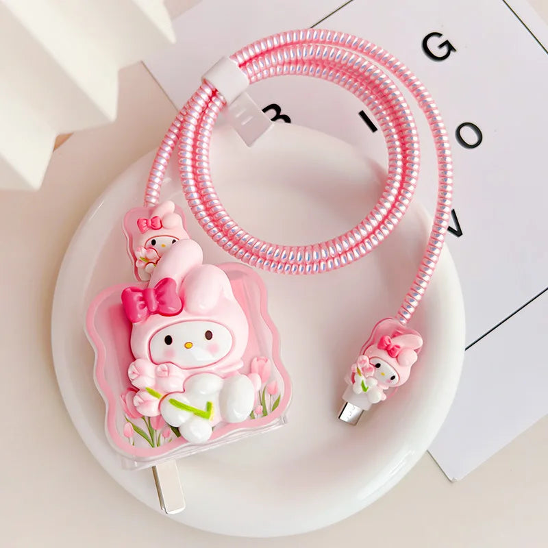 Joytop Sanrio 5Pcs Set Cable Protector for Huawei 35W/40W/66W/88W/100W Fast Charger Case Phone Wire Cord Organizers Winder