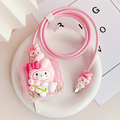 Joytop Sanrio 5Pcs Set Cable Protector for Huawei 35W/40W/66W/88W/100W Fast Charger Case Phone Wire Cord Organizers Winder