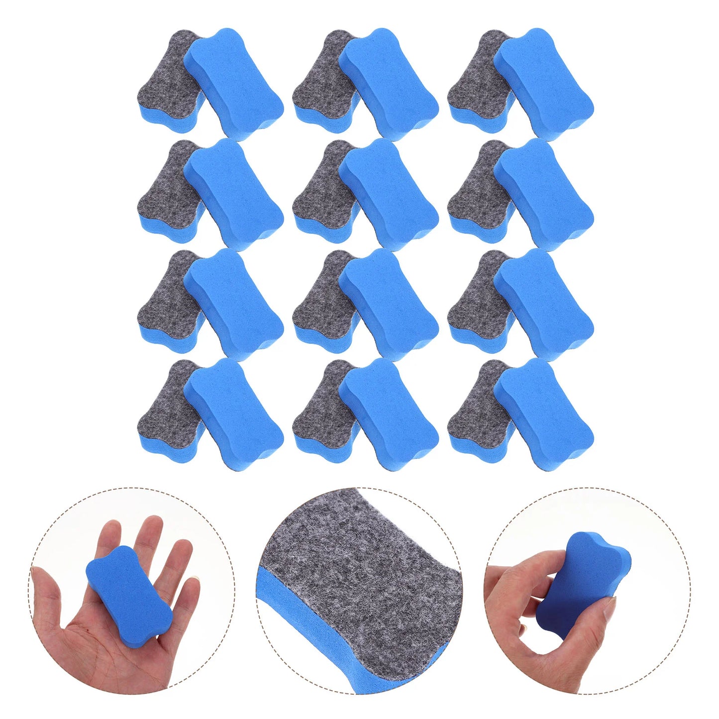 24 Pcs Whiteboard Eraser Dry Erase Erasers EVA Felt Cloth Bone Shaped Teacher Supplies Classroom Accessories Presentation Tools