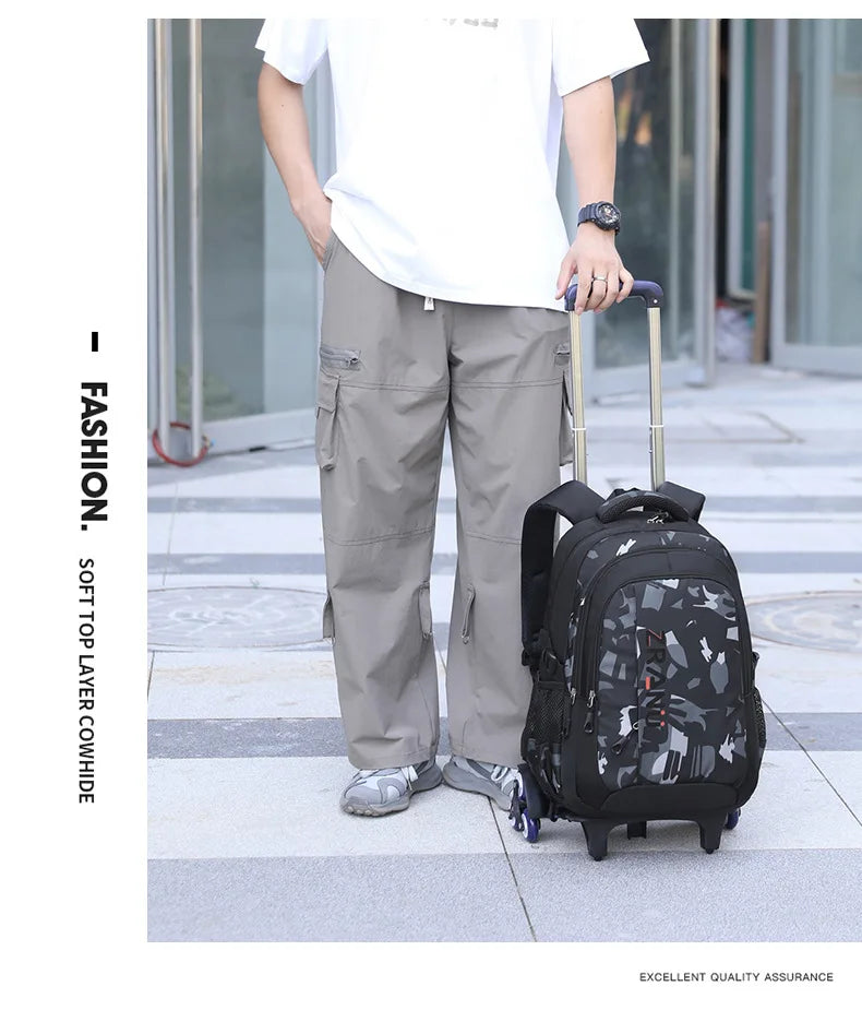 School Rolling backpack bag School Bags with wheels Student wheeled Backpacks for boys Children School Trolley Bag Waterproof