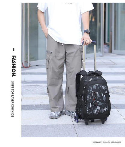 School Rolling backpack bag School Bags with wheels Student wheeled Backpacks for boys Children School Trolley Bag Waterproof