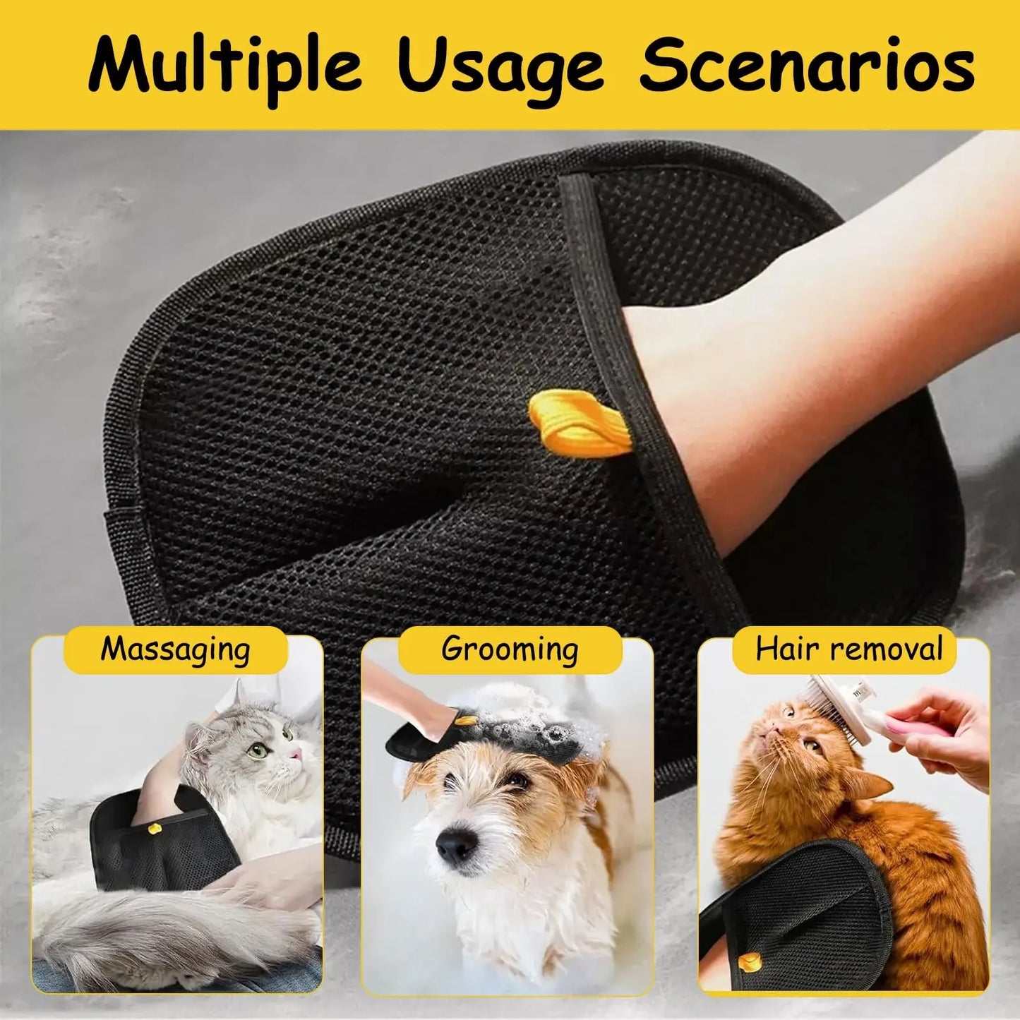 Pet Hair Removal Tool Reusable Static Removal Gloves, Double-Sided Grooming Gloves for Pets, Removes Pet Fur Hair for Carpets