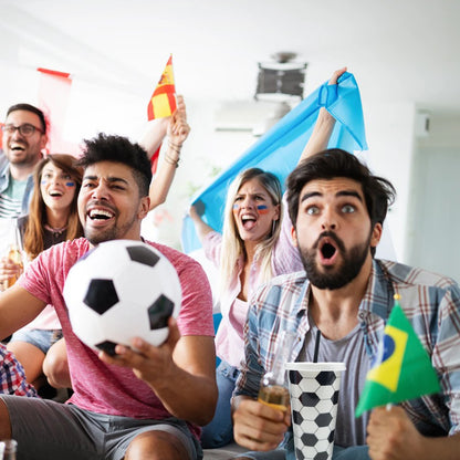 6Pcs Reusable Plastic Soccer Cups with Lid and Straw Soccer Gift Cups for Favors Soccer Sports Themed Party Decoration Supplies