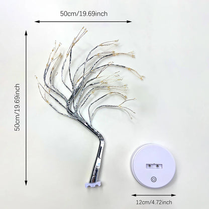 LED Tree Lights Artificial Decorative Fairy Light Battery Operated Tabletop Bonsai Lamp for Party Holiday Camping Summer Decor