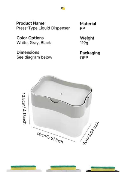 1 Dish Detergent Dispenser Kitchen Detergent Press Portable Soap Dispenser Pak Clean Cloth Dishwashing