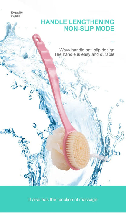 Bath Artifact of Bath BrushBack Belt with Bath Flower Ball Brush for Rub Bath Towel Long Handle Rub Mud Soft Hair Bath Brush