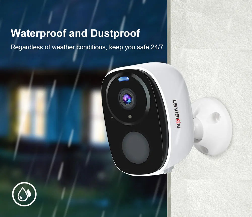 LS VISION 4MP Wireless Security Wifi Camera Outdoor Solar Battery Camera PIR Spotlight Security Solar Camera Security Protection